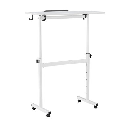 Standing Desk, Adjustable Height Mobile Stand Up Desk 360° Tilting Desktop, 32 x 16 in Small Computer Sit Stand Rolling Workstation w/ Hook, Lockable Casters, 55.1 lbs Capacity for Home Office