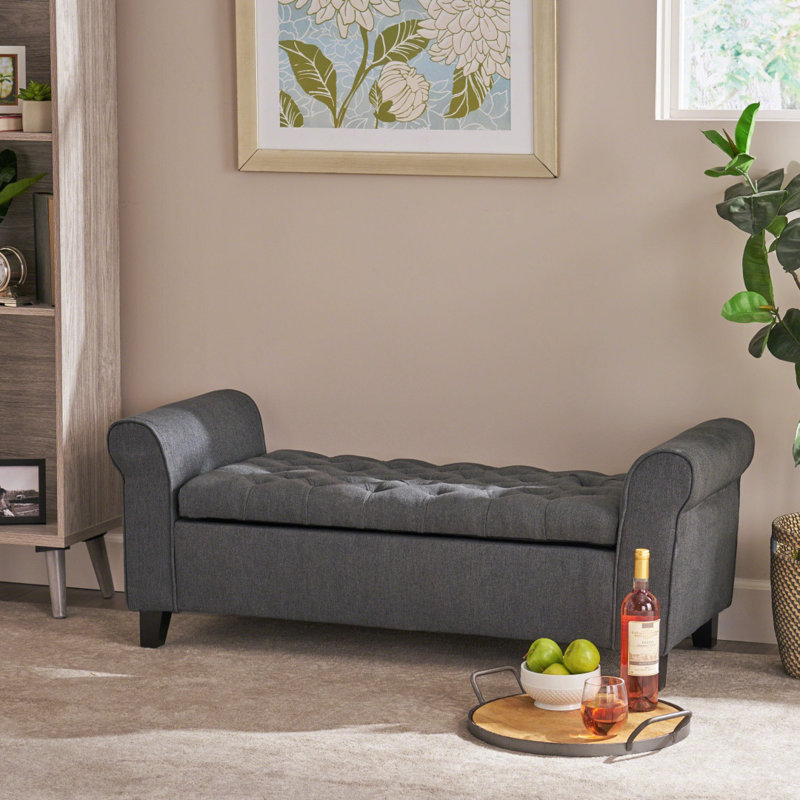 HAYES ARMED STORAGE BENCH, Gray