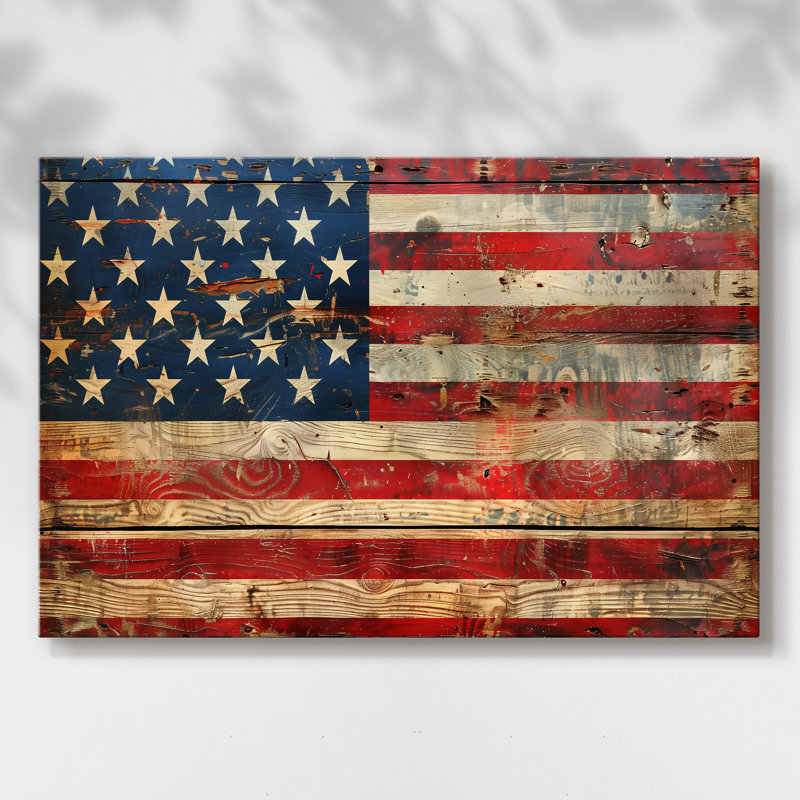 Toile tendue Barnwood Old Glory-Gallery - prête à être accrochée, 24 po x 36 po