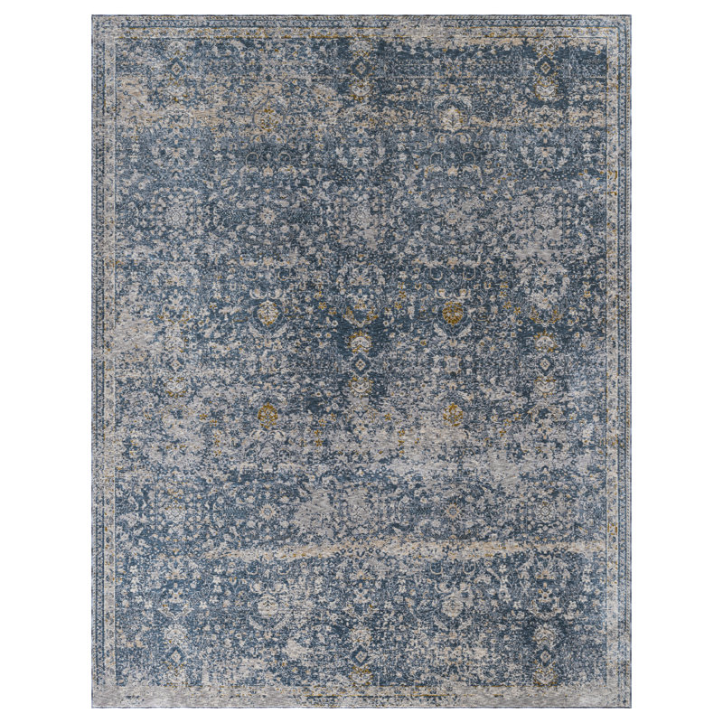 Tapis tissé à la machine Letigo Indigo Blossom, Rectangle 11 pi 9 po x 15 pi 6 po