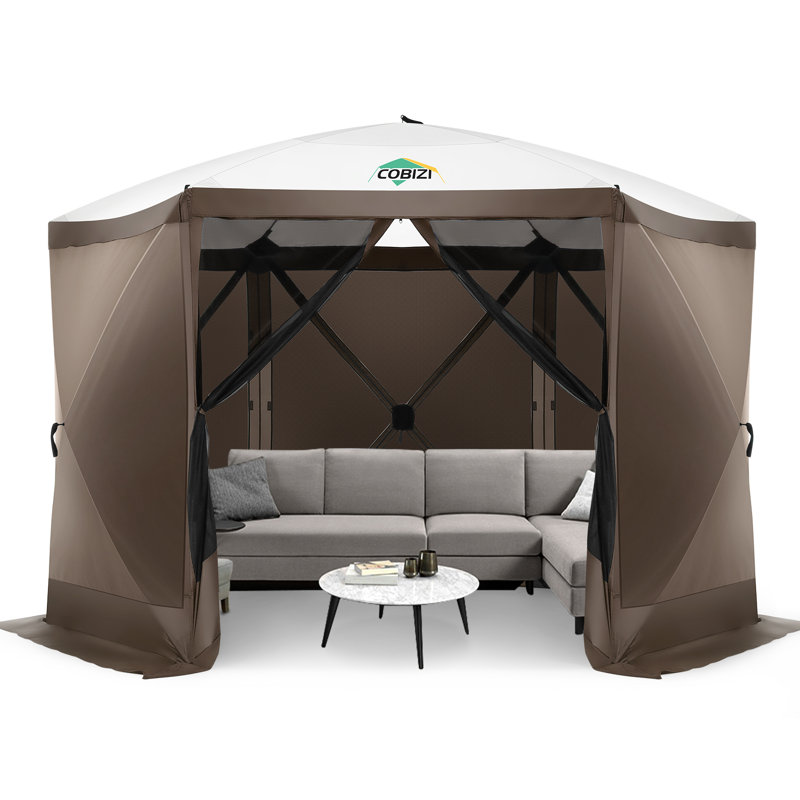12x12FT Pop Up Gazebo Screen Tent , Brown