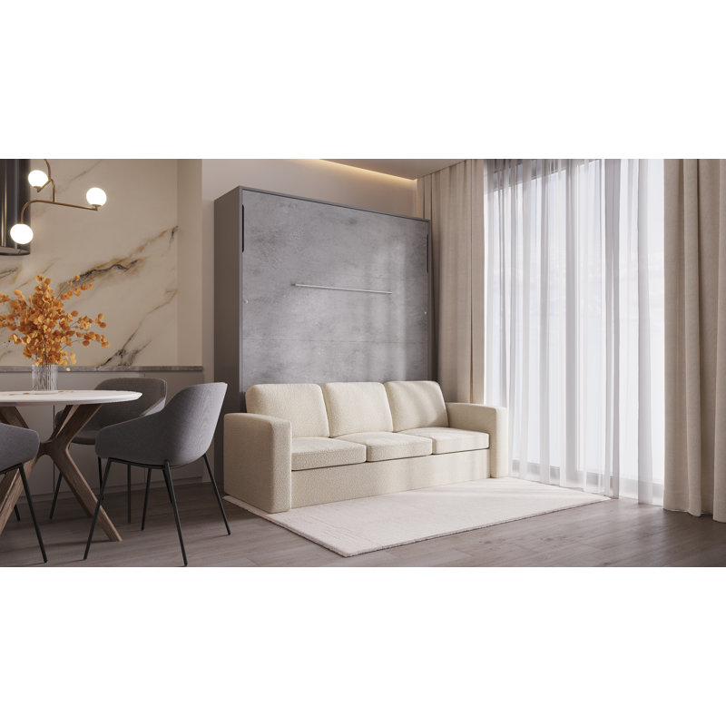 Neidelin Upholstered Murphy Bed, Slate Grey/Cream