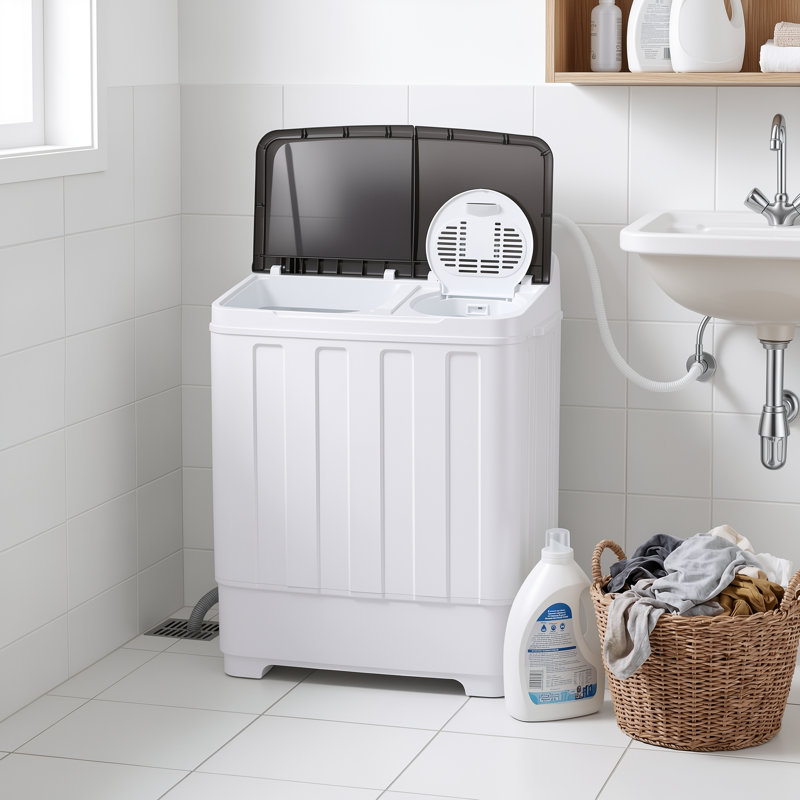 30 LBS Twin Tub Portable Washing Machine - Dual Wash & Spin Capacity With Built-In Drain Pump & Energy-Efficient Motor For Large Families