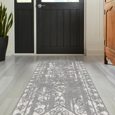 Tapis Bungalow Rose Zal Lennon gris et ivoire