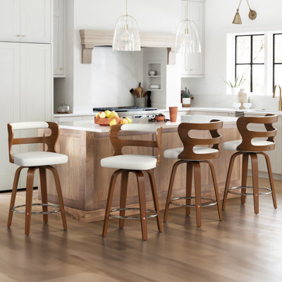 Myrtis Swivel Upholstered Bar Stool (Set of 4) 