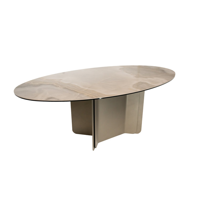 Antwaun Oval Metal Base Dining Table