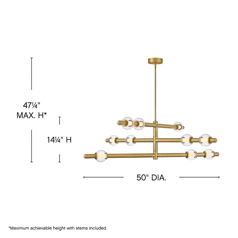 Hinkley Saxon Chandelier, 14.25" H x 50" W x 50" D