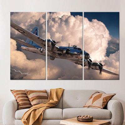 Élégante toile imprimée: Avion militaire moderne, art décoratif, toile tendue 3P