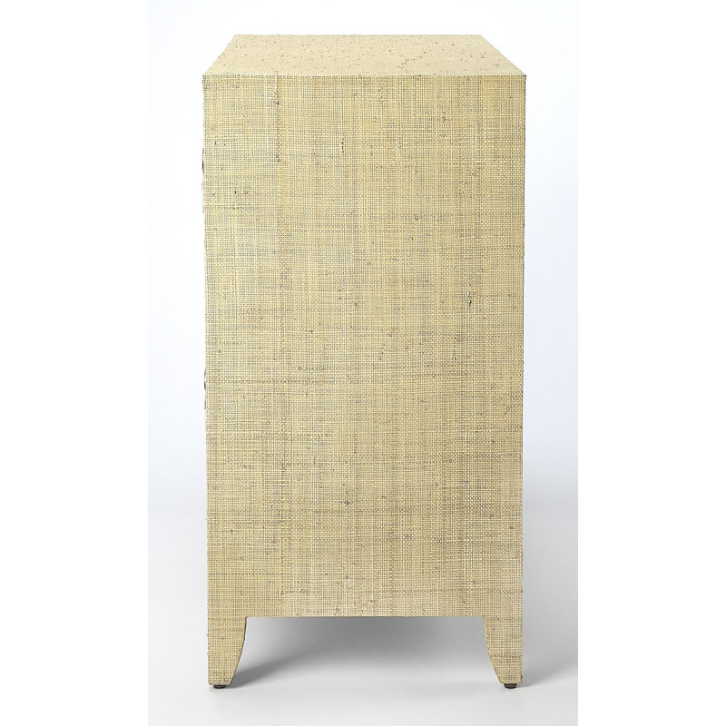 Amelle 4-Drawer Raffia Accent Chest, Cream