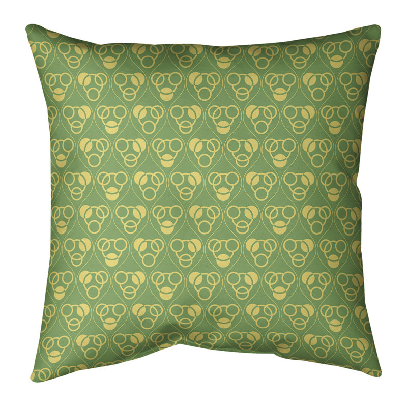 Coussin Classic, 28 po x 28 po, Vert/jaune, Bourre en polyester
