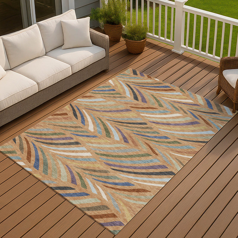 Machine Washable Indoor/Outdoor Chantille ACN2475 Mid-Century Modern Rug, 2'6" x 3'10", Copper