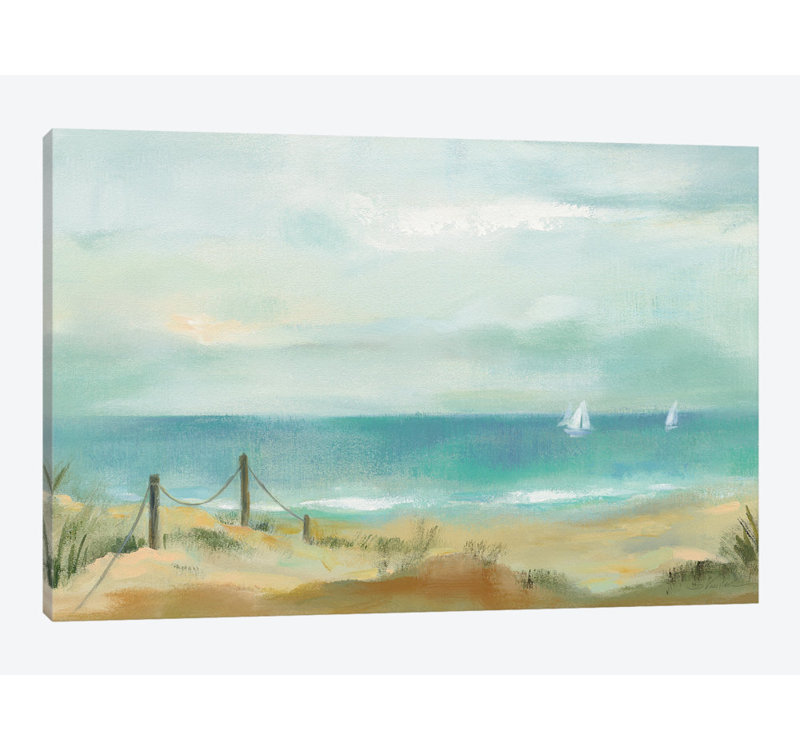« serenity on the beach » sur toile, H 24 po x l 32 po x P 1 po, Papier d'art encadré noir, Blanc