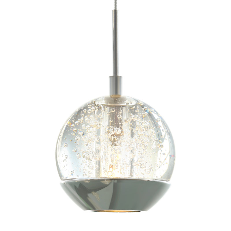 Bagley 1 Light Chrome Mini Pendant - 5" Modern Single Bulb Hanging Light for Kitchen Island, Bar, Dining Room