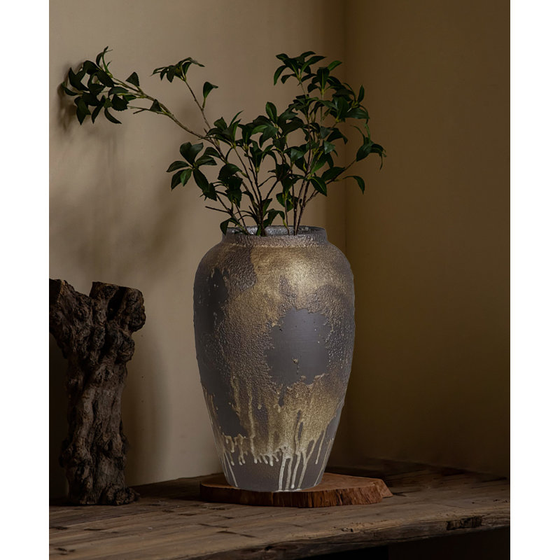 Vintage Vase, Farmhouse Vase For Home Decor, Black/Brown