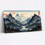 Ensemble de 1 tableau sur toile tendue de style japonais représentant un paysage de montagne-1990887621