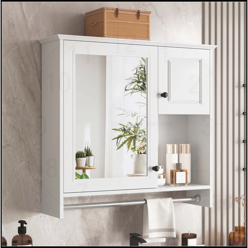 Armoire de salle de bain murale polyvalente avec tablettes réglables et porte miroir pour un rangement amélioré