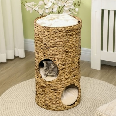 Lit pour chat avec trois cachettes et quatre coussins moelleux moelleux