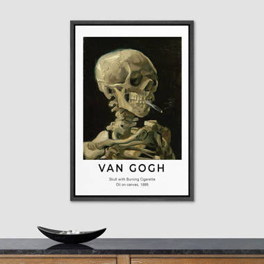 Skull With Burning Cigarette Framed On Canvas by Vincent Van Gogh Illustration