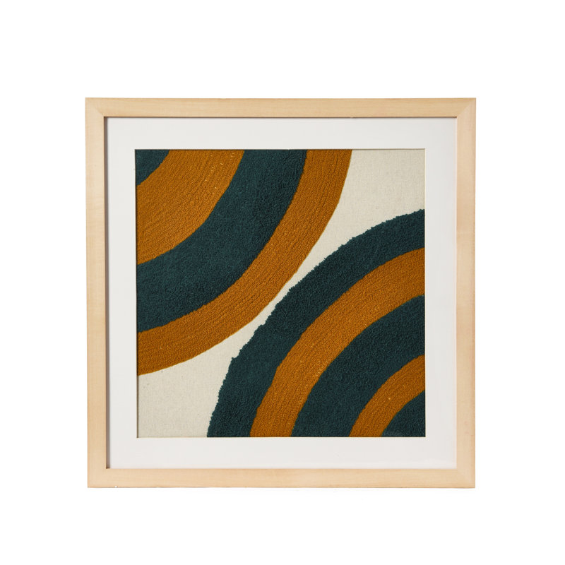 Square Abstract Embroidery in Wood Frame