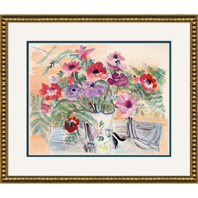 Anémones - Peinture encadrée sur papier