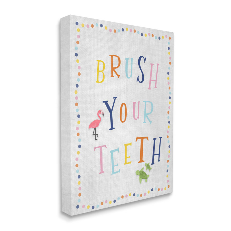 «Brush Your T dents», art mural surdimensionné tortue de flamant rose par Natalie Carpentieri, H 30 po x l 24 po