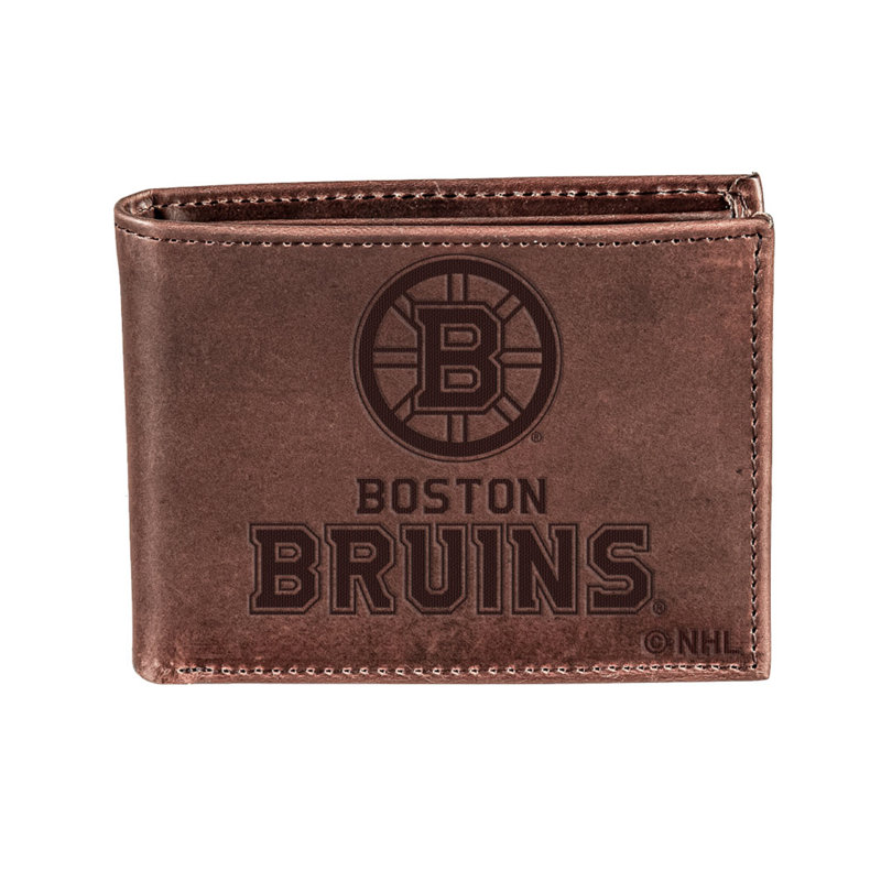 Bruins de Boston, portefeuille à deux volets, brun, CH, 100% cuir véritable