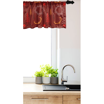 Ambesonne Woodland Valance Pack of 2 Warm Toned Forest Items Burgundy Vermilion Orange -  val-2_148994_12x54