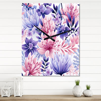 Motif floral de jardin - Horloge murale florale