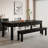 86.61" Black Rectangular Solid Wood Dining Table