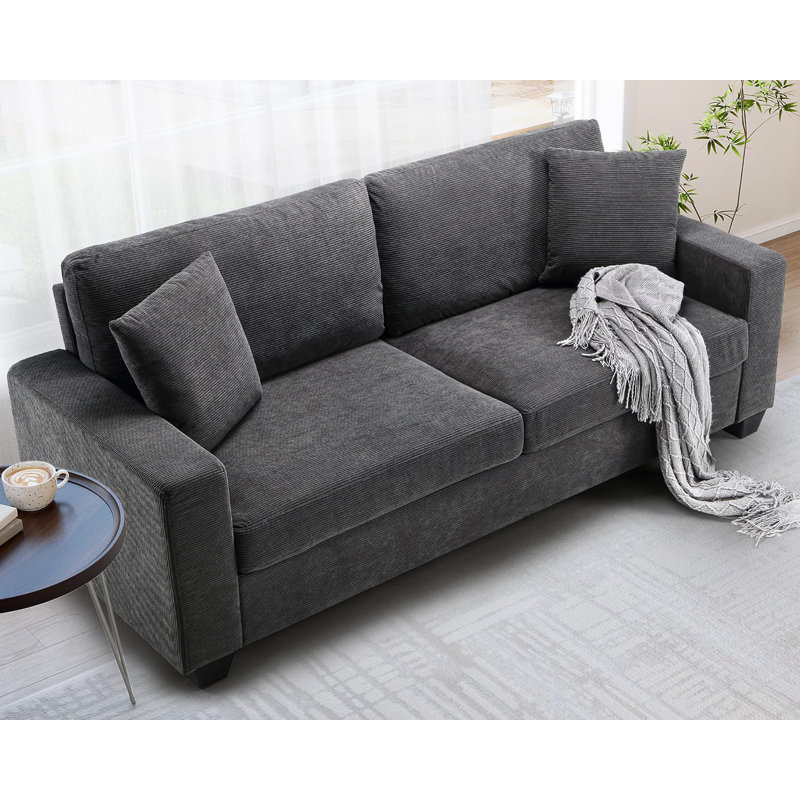 83 Inch Sofa, Comfy Couch, Modern Sofa, 3 Seater Sofa With Deep Seat, Lounge Cozy Sofa, Gray
