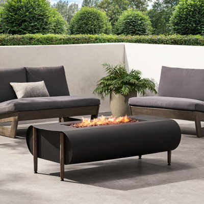 50000 Fire Pit - Dark Grey Iron Rectangular Outdoor Ambiance Generator Pit, Heat Producer Unit