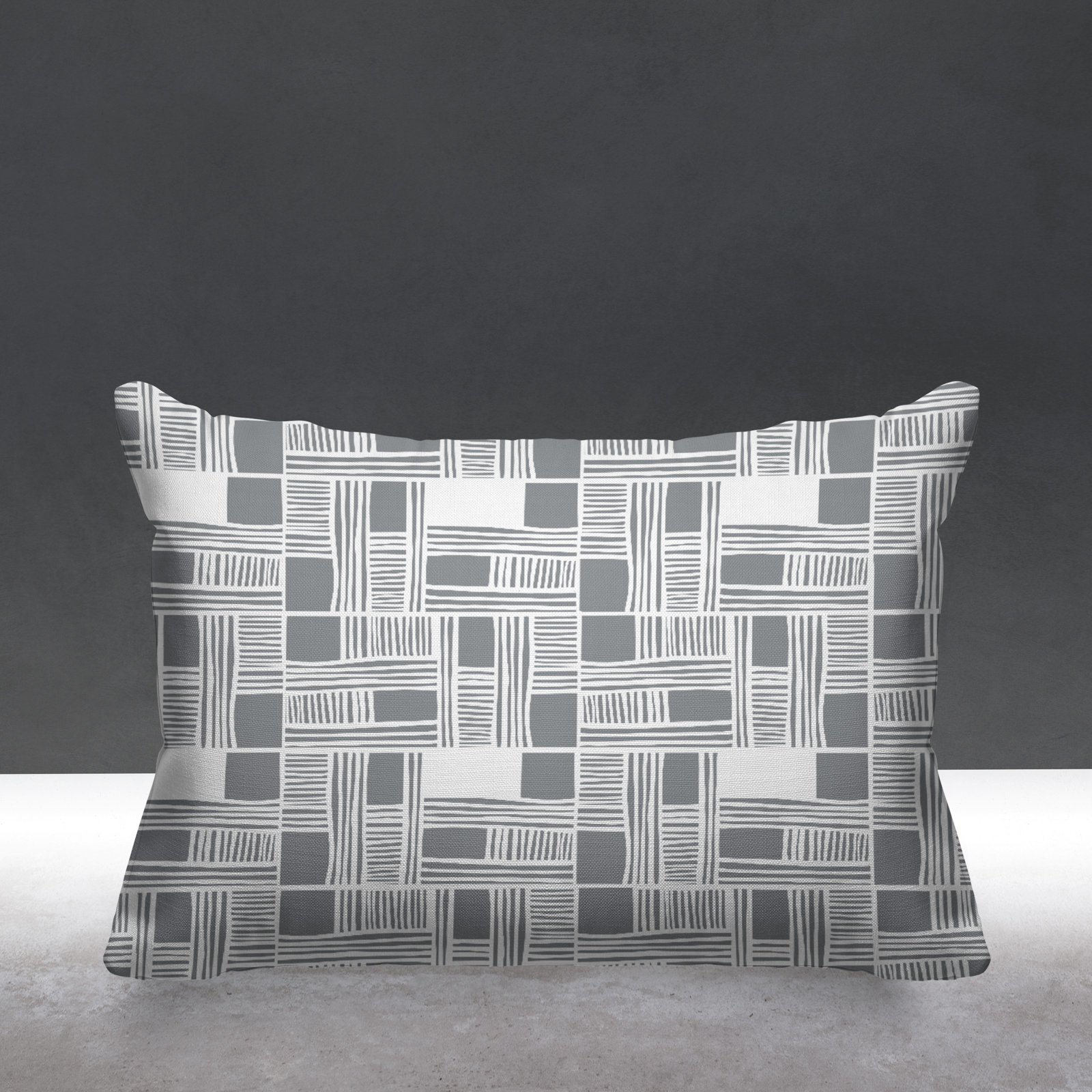 Kapri Indoor/Outdoor Throw Pillow, Gray, 14" x 20", Rectangle