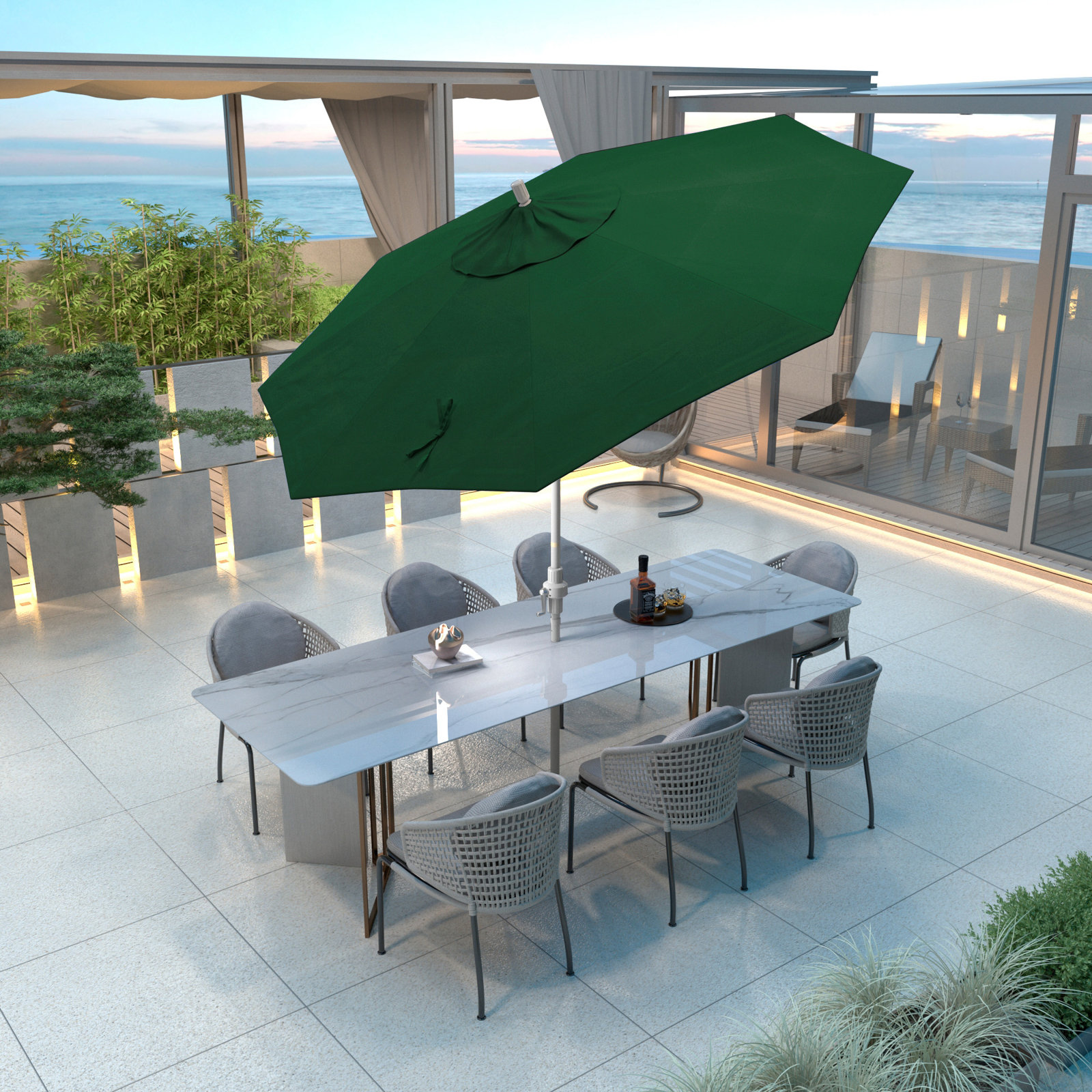 Calline 9' Umbrella, Hunter Green Performance