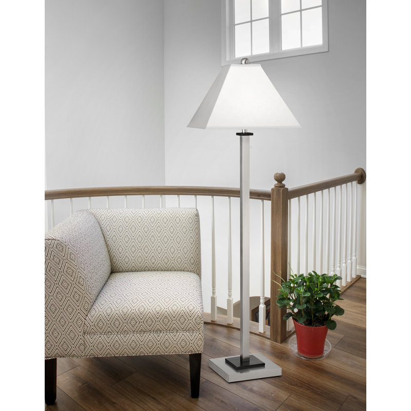 Square Post 59'' Traditional Floor Lamp, Brushed Steel