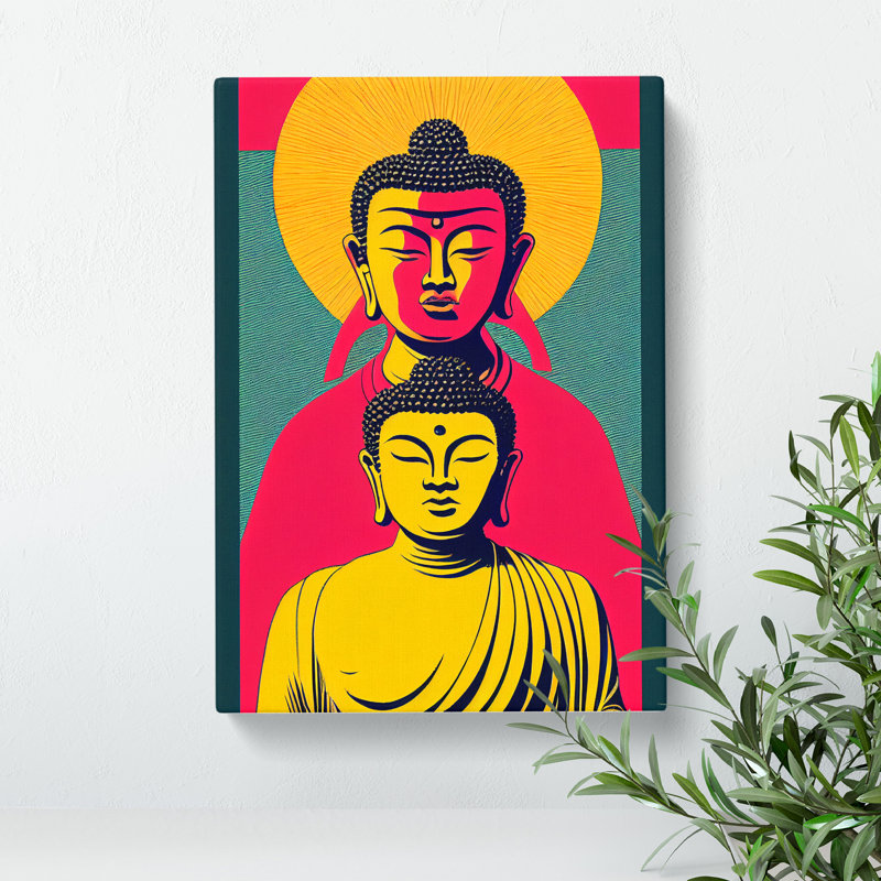 XC1022-4784X Two Buddha - Wall Art, 34cm H x 25cm W, Wrapped Canvas
