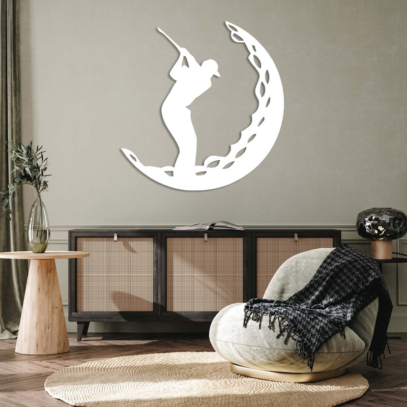 Art mural en métal balle de golf - décoration murale inspirée du sport - sculpture rustique sur le thème du golf - œuvre d'art industrielle moderne en métal - décoration pour amateur de golf - pièce de suspension de club de sport - art unique de déclaration sportive
