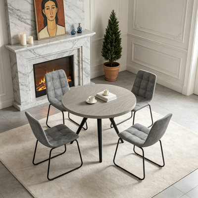 5-Piece Round Dining Table Set, 34.7" Modern Kitchen Table with Dining Chairs