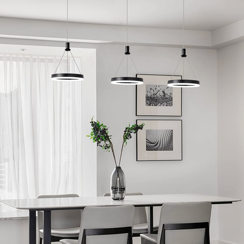 Kamiryn 1 - Light 7.87''L/Black/hanging Wire Retractable(dimmable) LED Single Pendant