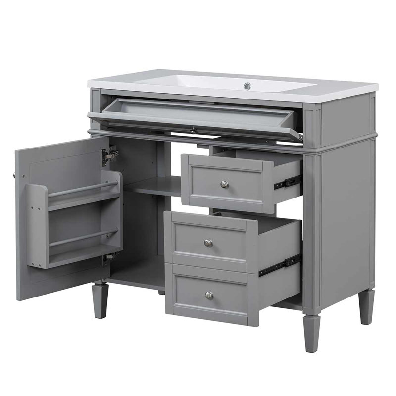 Meuble-lavabo de 36 po avec lavabo supérieur, Gris