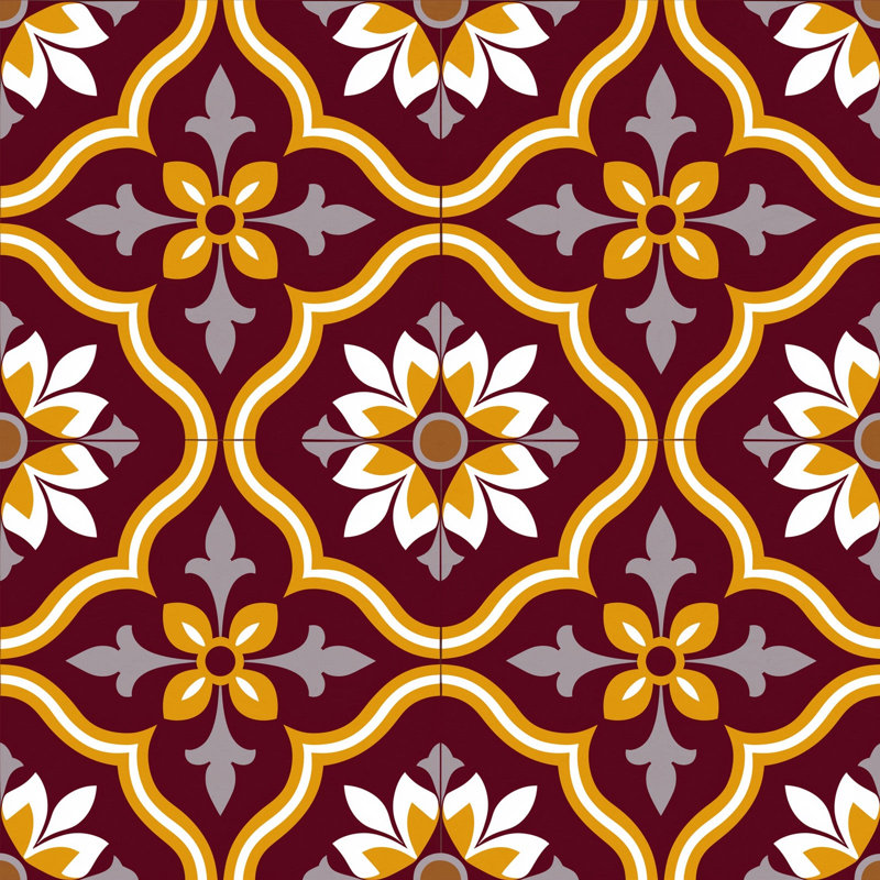 6" x 6" Moroccan Floral Arabesque Vinyl Peel and Stick Mosaic Tile