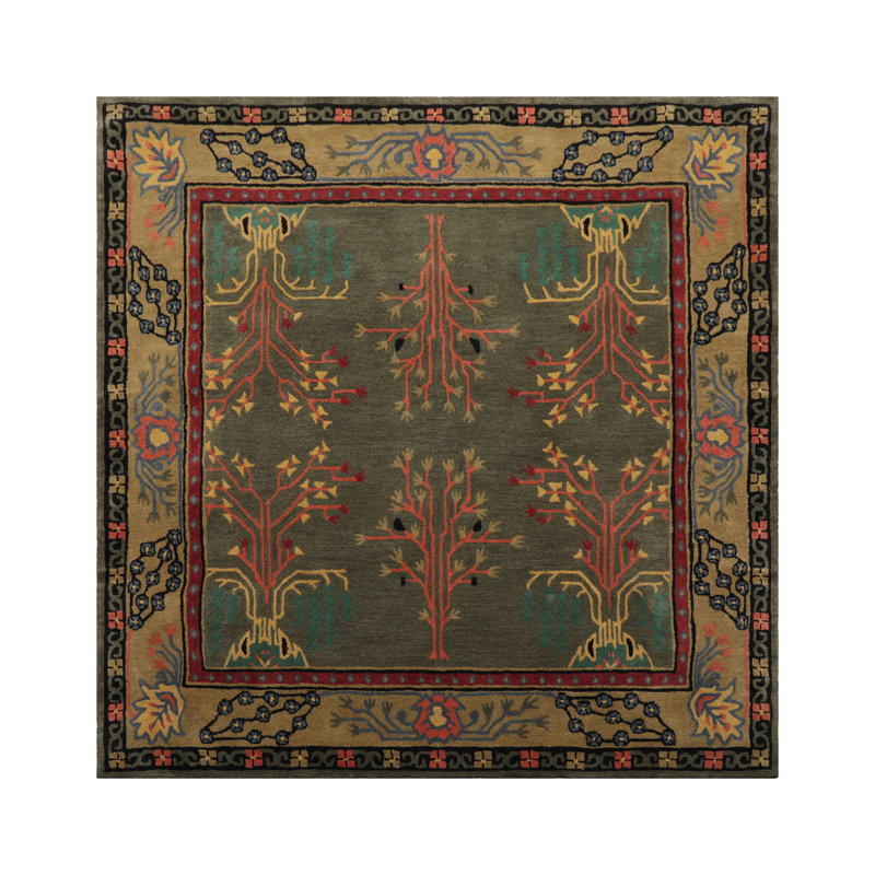 Rectangle Pavol Oriental Handmade Tufted Wool Area Rug, Carré 8 pi