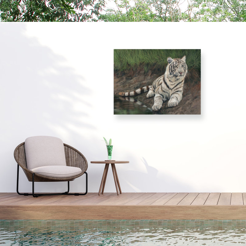 Toile d'extérieur David Stribble White Tiger Cub, H 14 po x l 19 po