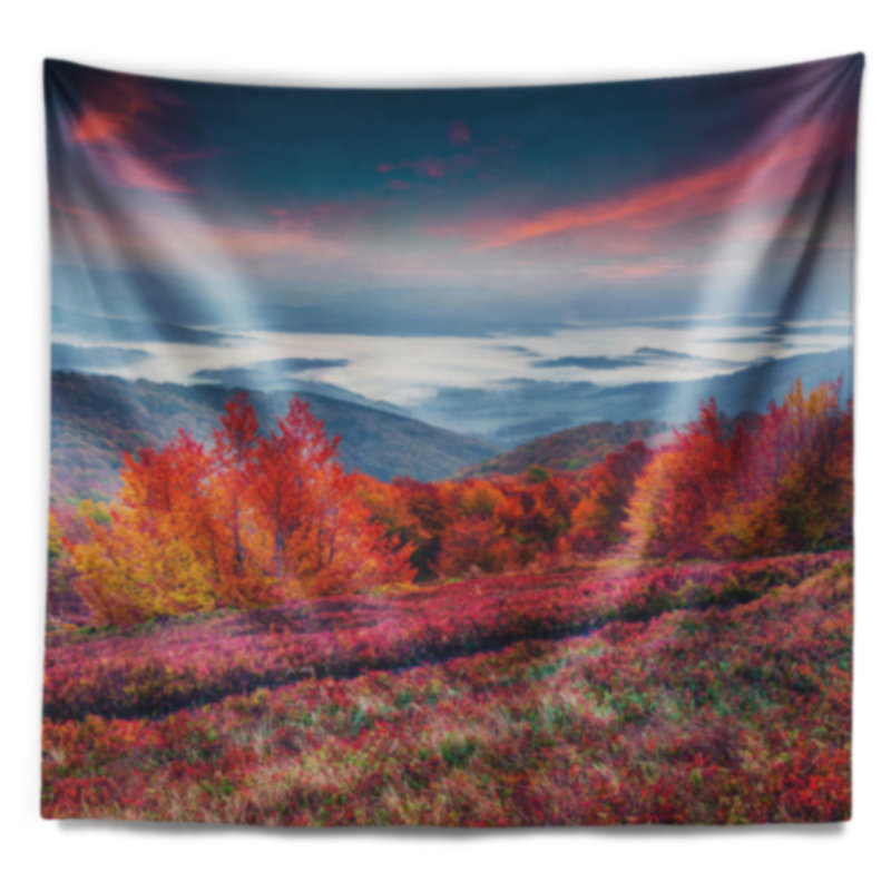 Tapisserie en polyester paysage d'automne dans les Carpates avec accessoires de suspension inclus, H 50 po x l 60 po