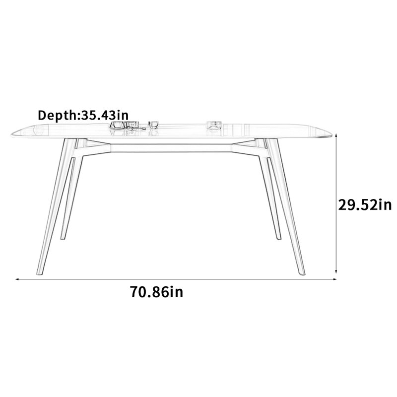 Table de salle à manger Light, H 29,52 po x L 70,86 po x l 35,43 po