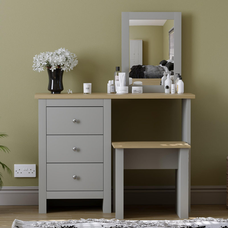 Morley Dressing Table with Mirror, Grey