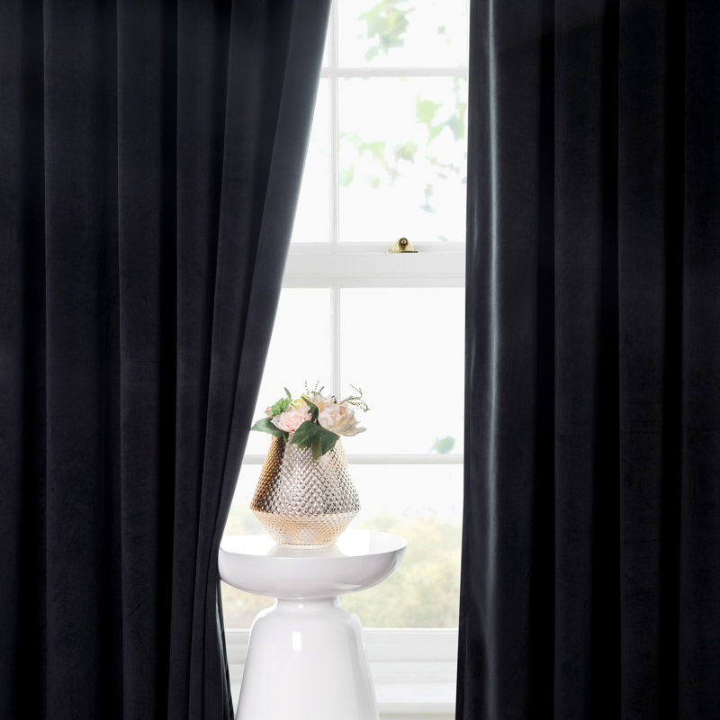 Imperial Rooms Crushed Velvet Eyelet Sheer Curtains, 168cm Width x 183cm Drop, Black
