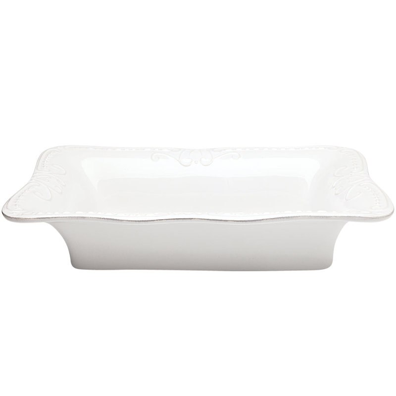 Isabella Rectangle Stoneware Bakeware Baking Dish, Pure White