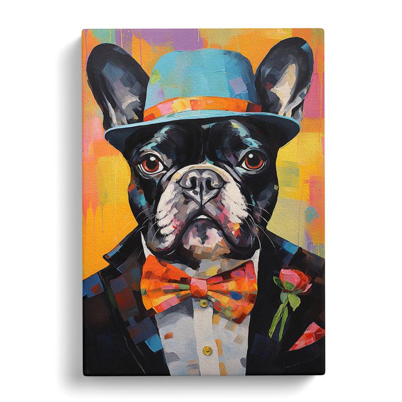 French Bulldog Dadaism Art No.2 - Wrapped Canvas, 76cm H x 50cm W x 3cm D
