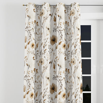 Country Farmhouse Blackout Curtains - Floral Faded Soil Florals Grommet Curtain - 1 Panel
