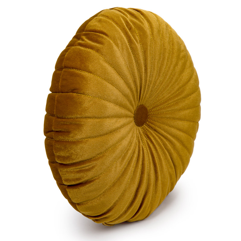 Housse et insert de coussin décoratif rond Viveros, Jaune